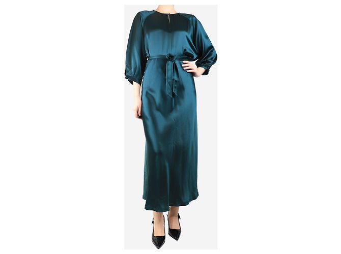 Autre Marque Vestido maxi de cetim verde garrafa Sammy - tamanho UK 10 - vista 3
