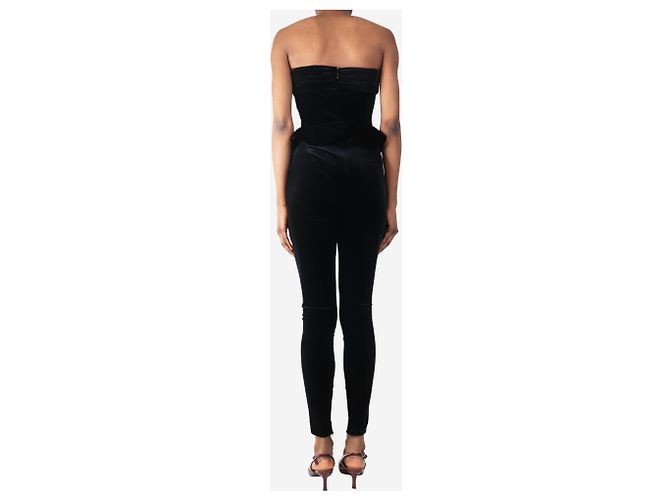 Alessandra Rich Mono de terciopelo negro sin tirantes - talla UK 6 - vista 2