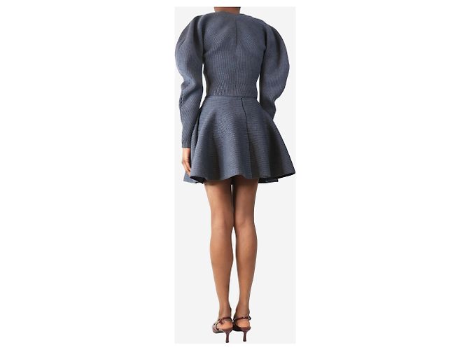 Alaïa Schiefer geripptes Cardigan- und Rock-Set - Größe UK 8 - Ansicht 2