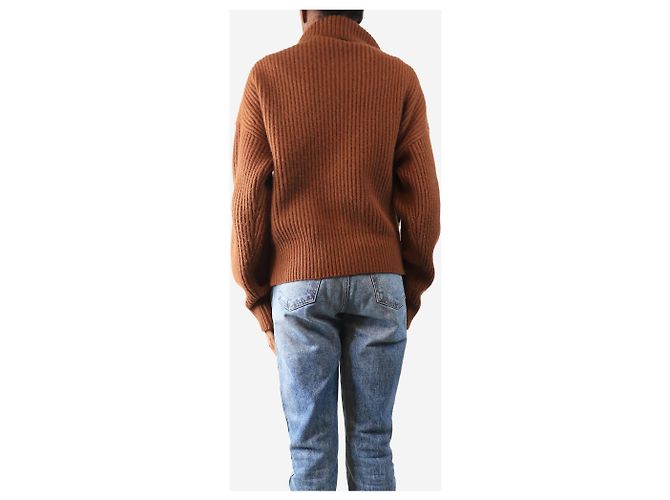 Nili Lotan Rippstrick Rollkragenpullover in verbranntem Orange - Größe XS - Ansicht 2