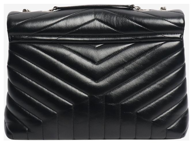 Saint Laurent Borsa a spalla in pelle trapuntata nera Loulou Nero - vista 2