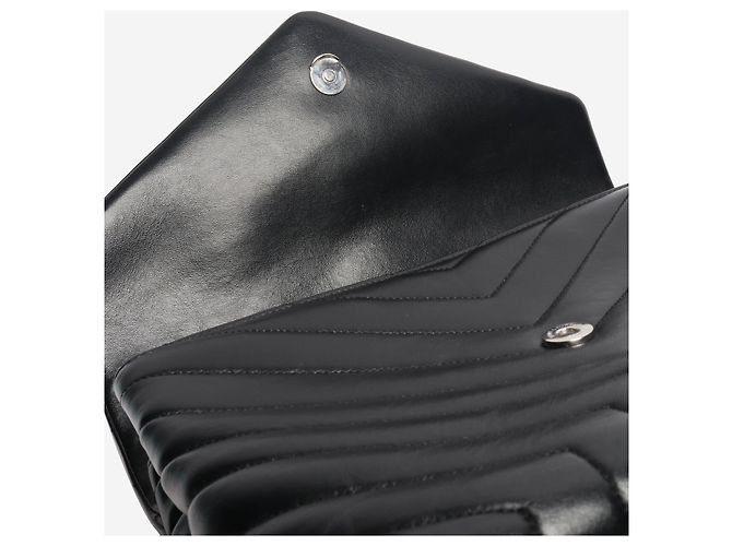 Saint Laurent Borsa a spalla in pelle trapuntata nera Loulou Nero - vista 5
