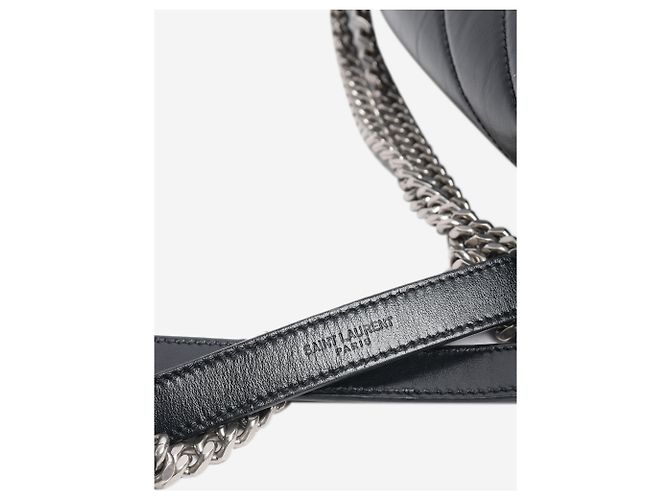 Saint Laurent Borsa a spalla in pelle trapuntata nera Loulou Nero - vista 7