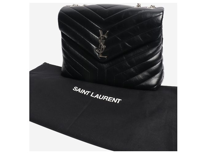 Saint Laurent Borsa a spalla in pelle trapuntata nera Loulou Nero - vista 8