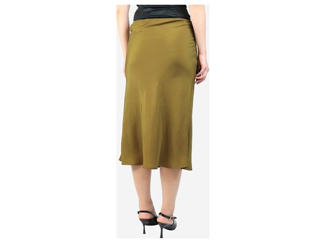 Soeur Falda midi de satén caqui - talla UK 8 Verde - vista 3