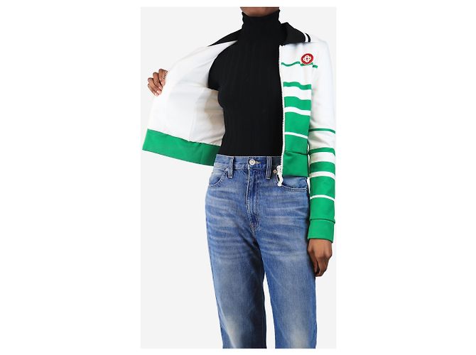 Casablanca Grüne gestreifte Cropped-Jacke - Größe XS - Ansicht 4