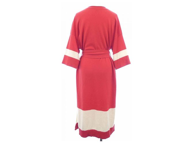 Hermès Hermes Cashmere-Kleid Weiß Rot - Ansicht 2