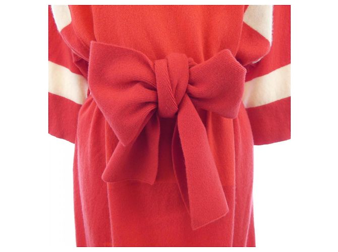 Hermès Hermes Cashmere-Kleid Weiß Rot - Ansicht 7