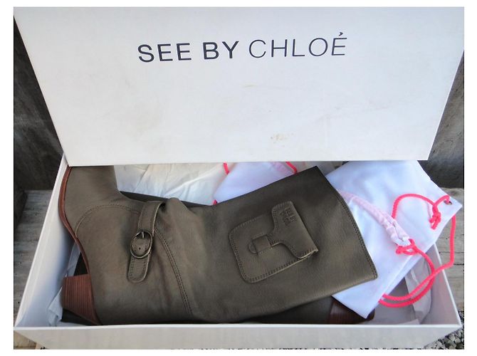 Botas See by Chloé de cuero kaki Caqui - vista 8