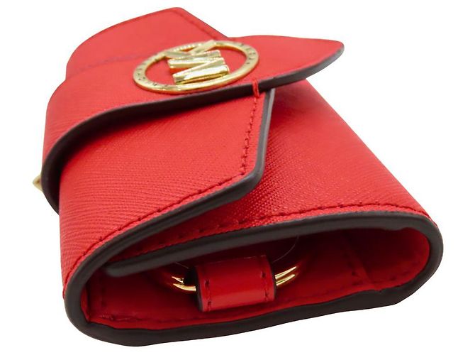 Michael Kors GREENWICH Leather Key Case Coin Case Red - view 4