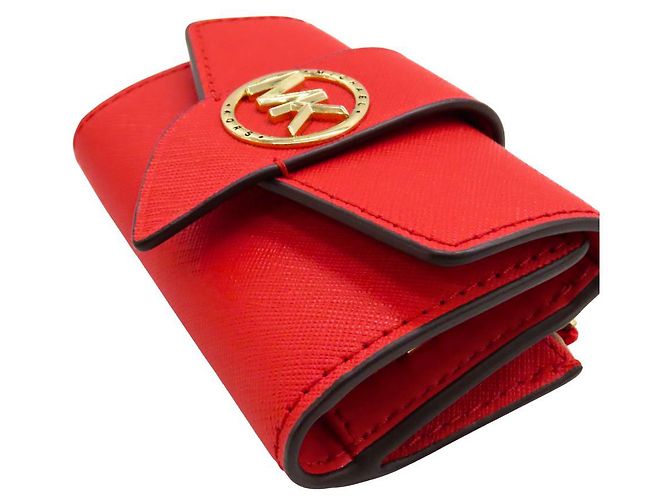 Michael Kors GREENWICH Leather Key Case Coin Case Red - view 5