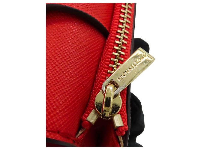 Michael Kors GREENWICH Leather Key Case Coin Case Red - view 7
