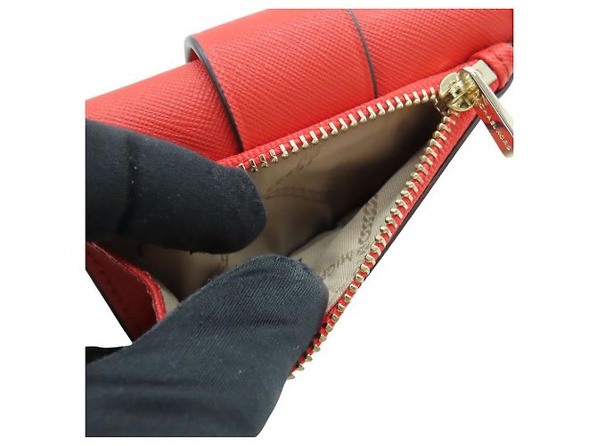 Michael Kors GREENWICH Leather Key Case Coin Case Red - view 8