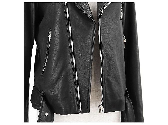 Autre Marque GRACE Class Lammnappa Leder Bikerjacke Schwarz - Ansicht 3