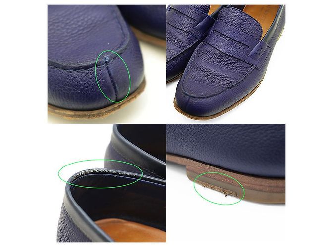 Autre Marque J.M. Weston Coin Leder Slipper Blau Marineblau - Ansicht 8