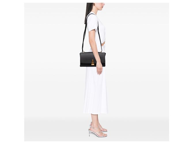 Borsa a Spalla BV Angle in Pelle di Vitello Grana Nera Bottega Veneta Nero - vista 12