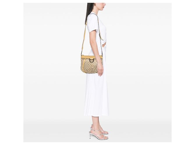 Borsa a tracolla Gucci in tela GG marrone Abbey D Ring Beige - vista 7