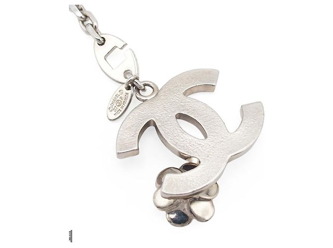 Chanel Silver Silver Plated CC Camellia Bag Charm Silvery - view 3