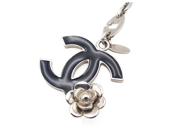 Chanel Silver Silver Plated CC Camellia Bag Charm Silvery - view 4