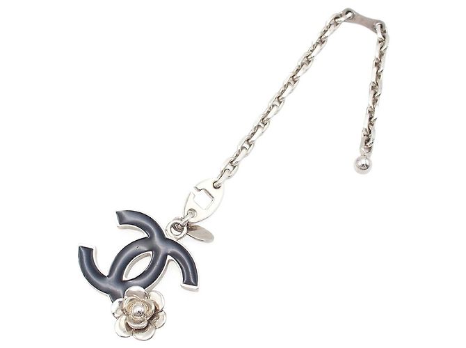Chanel Silver Silver Plated CC Camellia Bag Charm Silvery - view 7