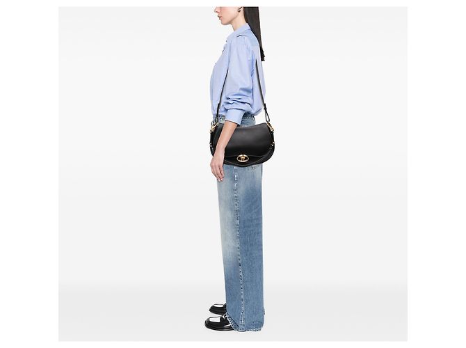 Bolsa Ohval média de couro preto Valentino - vista 10