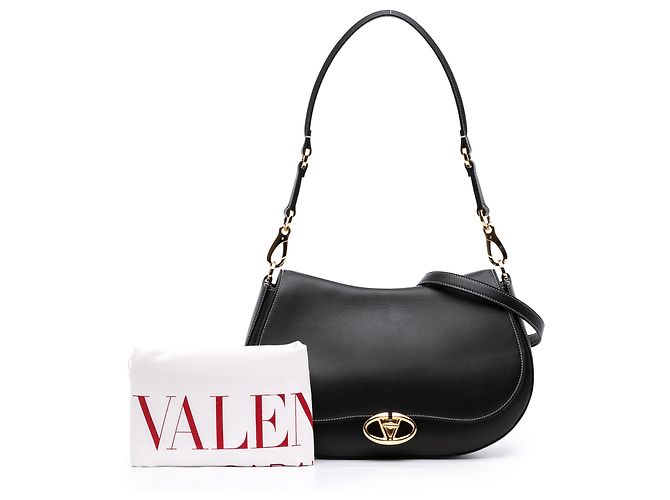 Bolsa Ohval média de couro preto Valentino - vista 11