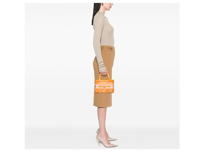 Book Tote Dior Naranja Mini Lona Bordada Dioriviera Tote de Libro - vista 11