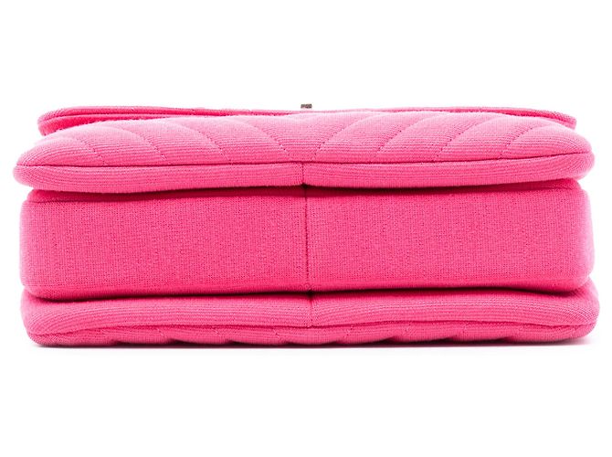 Trendy CC Chanel Rosa Pequena Bolsa Chevron Jersey Tendência CC com Alça Superior - vista 3