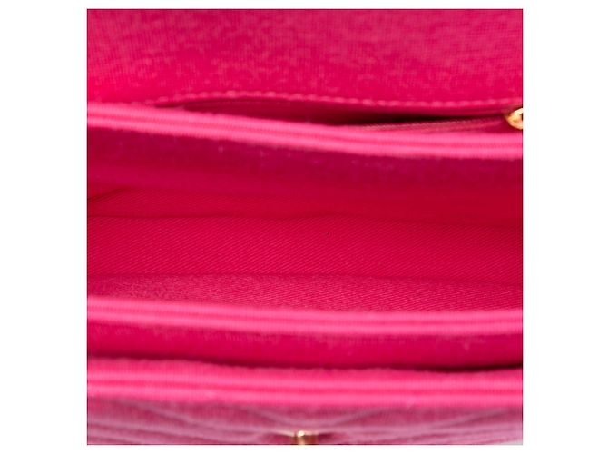 Trendy CC Chanel Rosa Pequena Bolsa Chevron Jersey Tendência CC com Alça Superior - vista 4