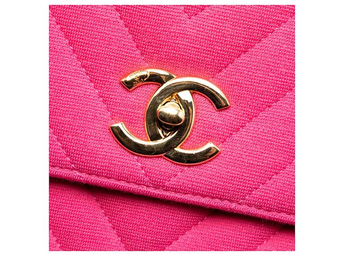 Trendy CC Chanel Rosa Pequena Bolsa Chevron Jersey Tendência CC com Alça Superior - vista 5