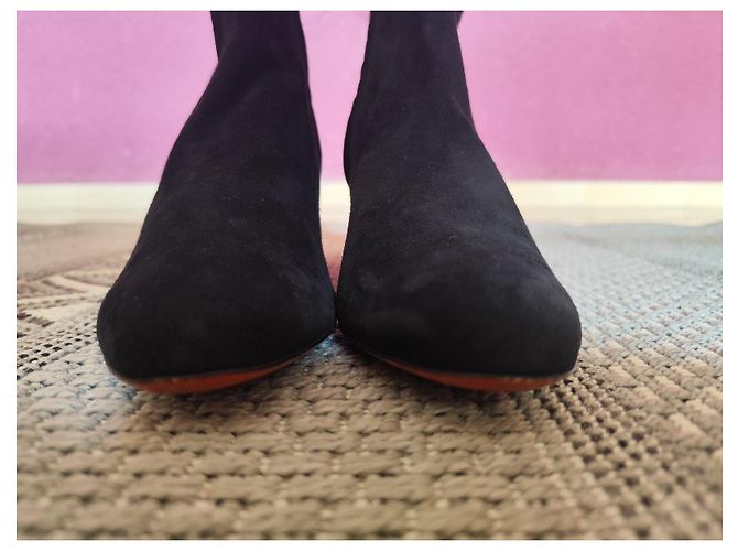 Stivaletti in suede nero Santoni - vista 8