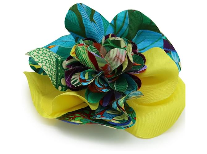 Spilla in seta Flora Corsage di Hermès Giallo - vista 3