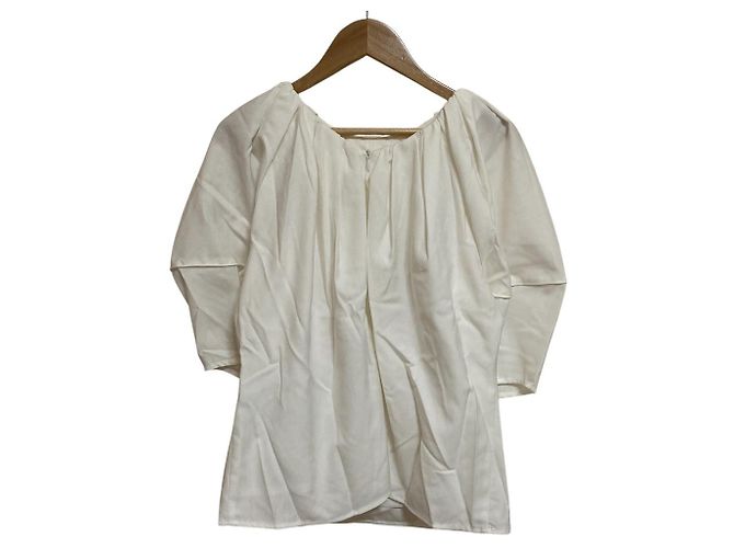 Autre Marque Mila Owen Gathered Structured Puff Sleeve Bluse Weiß - Ansicht 2