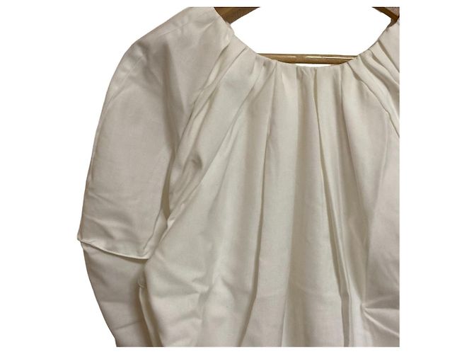 Autre Marque Mila Owen Gathered Structured Puff Sleeve Bluse Weiß - Ansicht 3