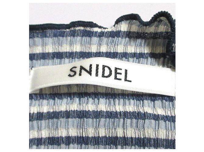 Autre Marque Snidel Gingham Mellow Kleid Weiß Blau - Ansicht 10