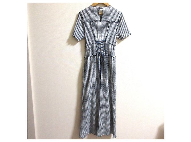 Autre Marque Snidel Gingham Mellow Kleid Weiß Blau - Ansicht 2