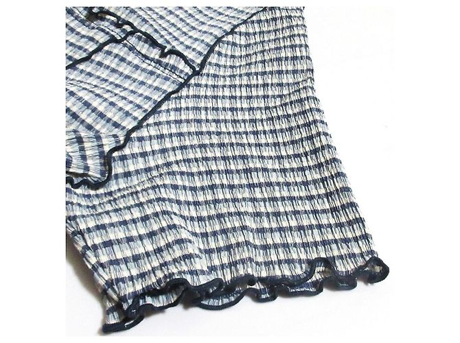 Autre Marque Snidel Gingham Mellow Kleid Weiß Blau - Ansicht 3