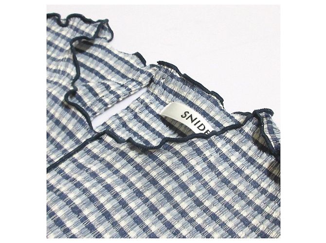Autre Marque Snidel Gingham Mellow Kleid Weiß Blau - Ansicht 5