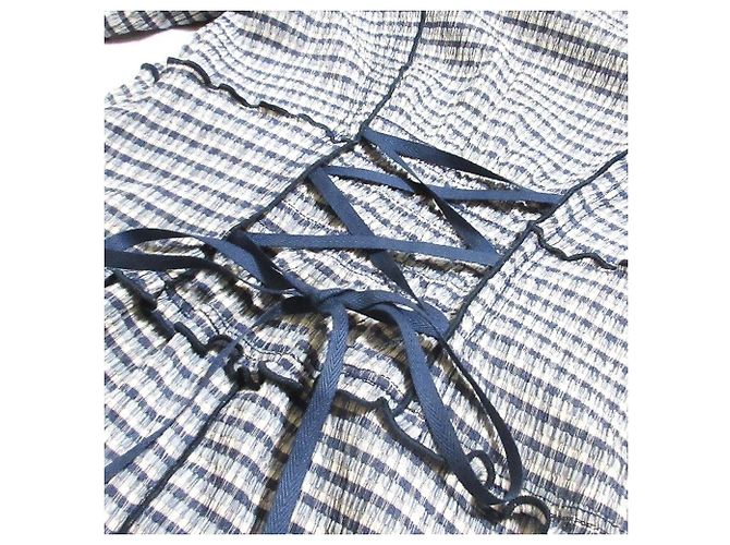 Autre Marque Snidel Gingham Mellow Kleid Weiß Blau - Ansicht 7