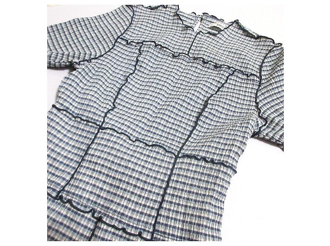 Autre Marque Snidel Gingham Mellow Kleid Weiß Blau - Ansicht 8