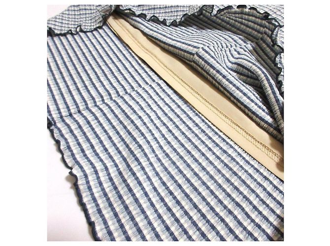 Autre Marque Snidel Gingham Mellow Kleid Weiß Blau - Ansicht 9