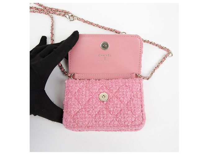 Chanel Bolsa de cinto com aba e corrente logo CC Rosa - vista 7