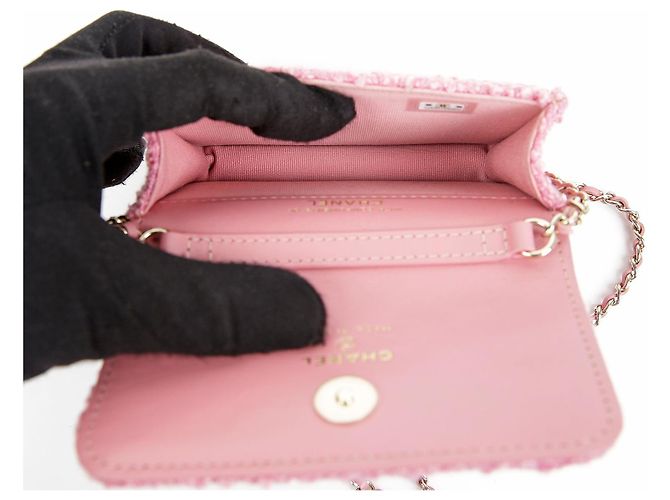 Chanel Bolsa de cinto com aba e corrente logo CC Rosa - vista 8