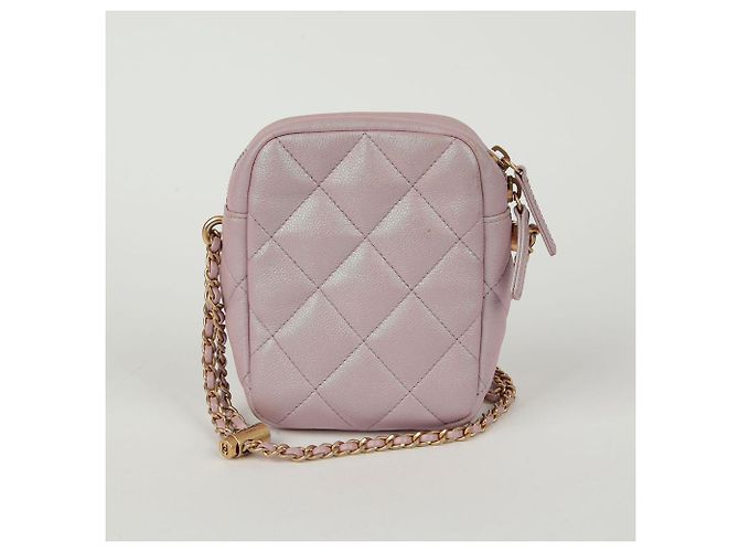 Chanel Mini borsa a tracolla My Perfect in pelle caviar con logo CC Rosa - vista 3