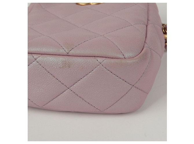 Chanel Mini borsa a tracolla My Perfect in pelle caviar con logo CC Rosa - vista 7