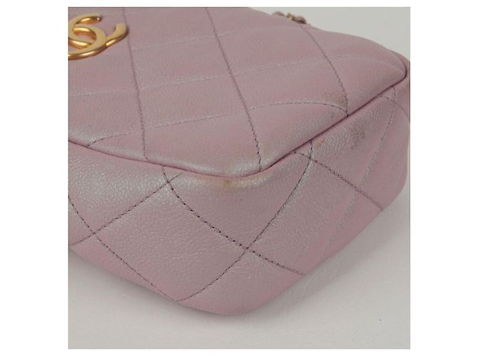 Chanel Mini borsa a tracolla My Perfect in pelle caviar con logo CC Rosa - vista 8