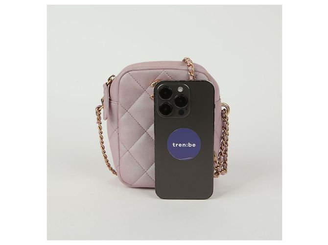 Chanel Mini borsa a tracolla My Perfect in pelle caviar con logo CC Rosa - vista 9