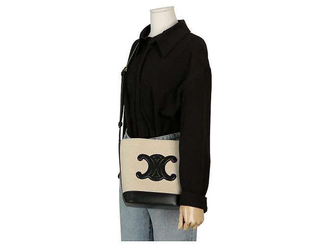 Céline Borsa a tracolla piccola in tessuto Bianco - vista 11