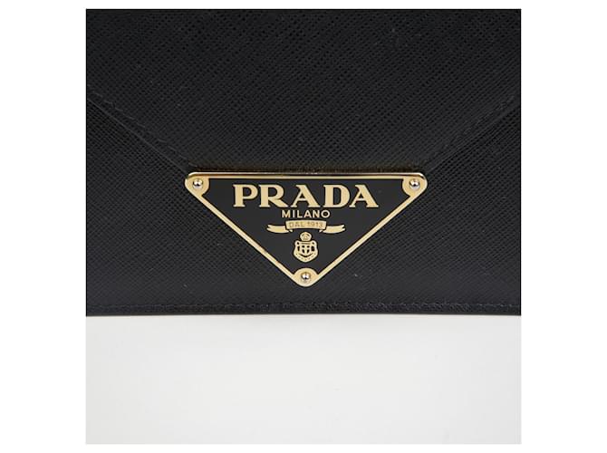 Prada Borsa a tracolla con catena e logo triangolare Nero - vista 3
