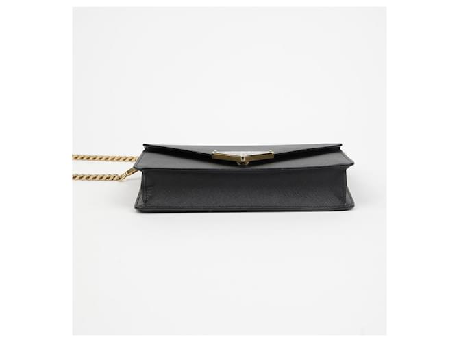 Prada Borsa a tracolla con catena e logo triangolare Nero - vista 6